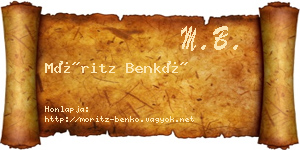 Móritz Benkő névjegykártya